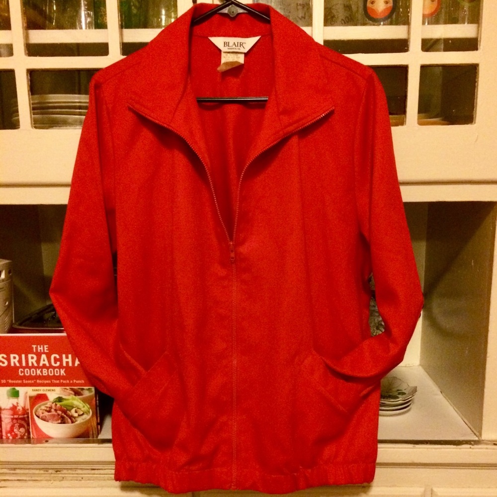 Vintage Women’s Jacket-Large Windbreaker-Red